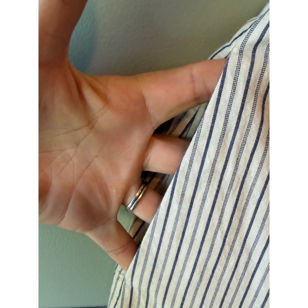 Madewell Jardin Embroidered Button Front Midi Dress Stripe Eyelet Blue White 4 - Picture 11 of 11